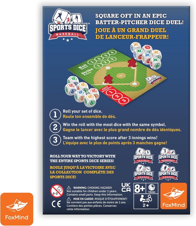 FoxMind Games: Sports Dice, Baseball, Roll it Out of The Park, Easy to Learn, Fun to Play, Play with Up to 4 Players, for Ages 7 and up - Image 4